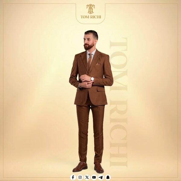 Men's Brown Smart Suit | Elegant Casual Style - Image 2