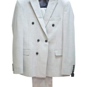 Off-white double-breasted suit – statement piece for luxury weddings and engagements.