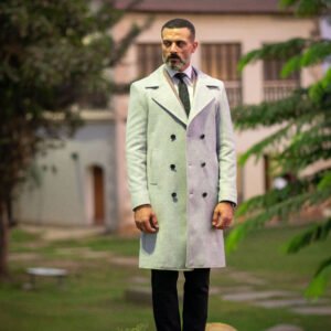 Classic English Double-Breasted Overcoat